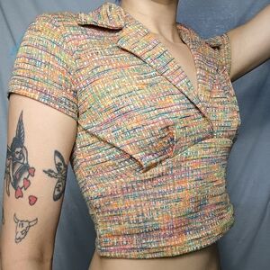 Pretty Good Colorful Tweed Crop Top